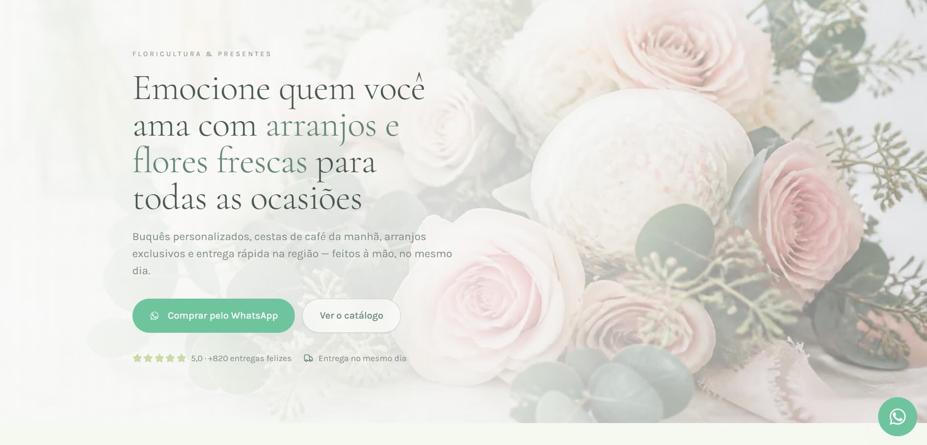 Landing page de demonstração para Floricultura