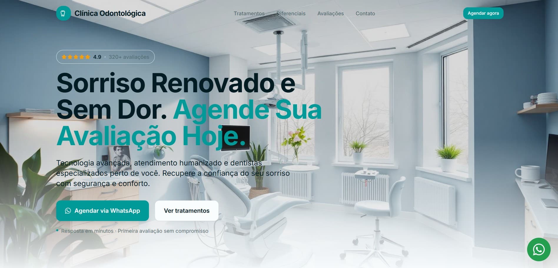 Landing page de demonstração para Odontologia