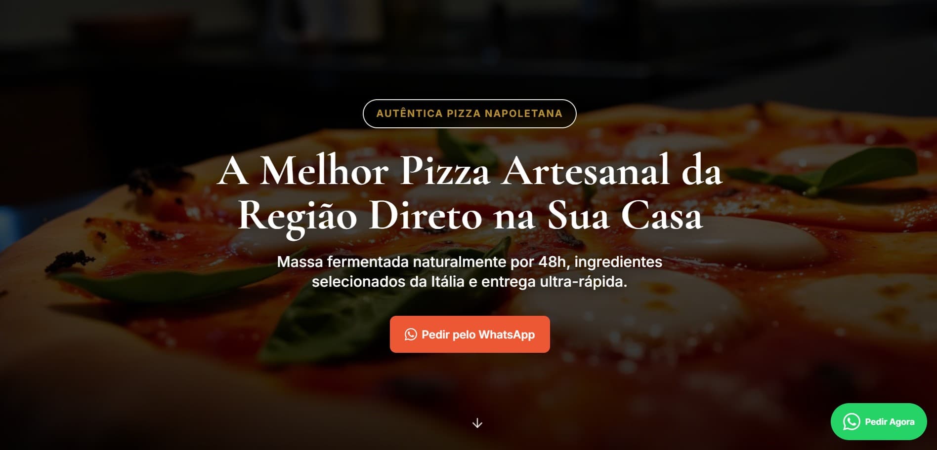 Landing page de demonstração para Pizzaria